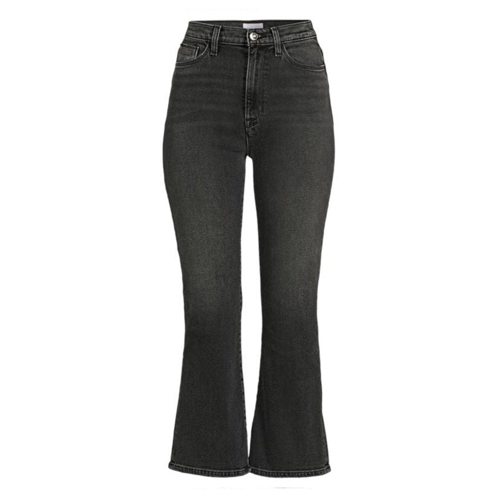 HUDSON Blair Mid Rise Cropped Bootcut Jeans Dark Grey Distressed Denim